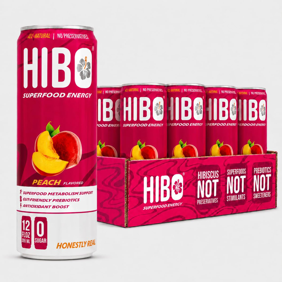 HIBO Superfood Energy Peach, Sugar Free, 150mg Caffeine