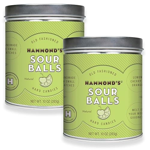 Hammond’s Old Fashioned- Sour Balls Pantry Candies 2-10 Ounce Tins. Our Natural Sour Drops are Handmade in Small Batches- Using the Finest