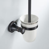 Black Bathroom Toilet Brush Holder Set Wall Mounted Bathroom Hardware Accessories,Oil Rubble Bronze