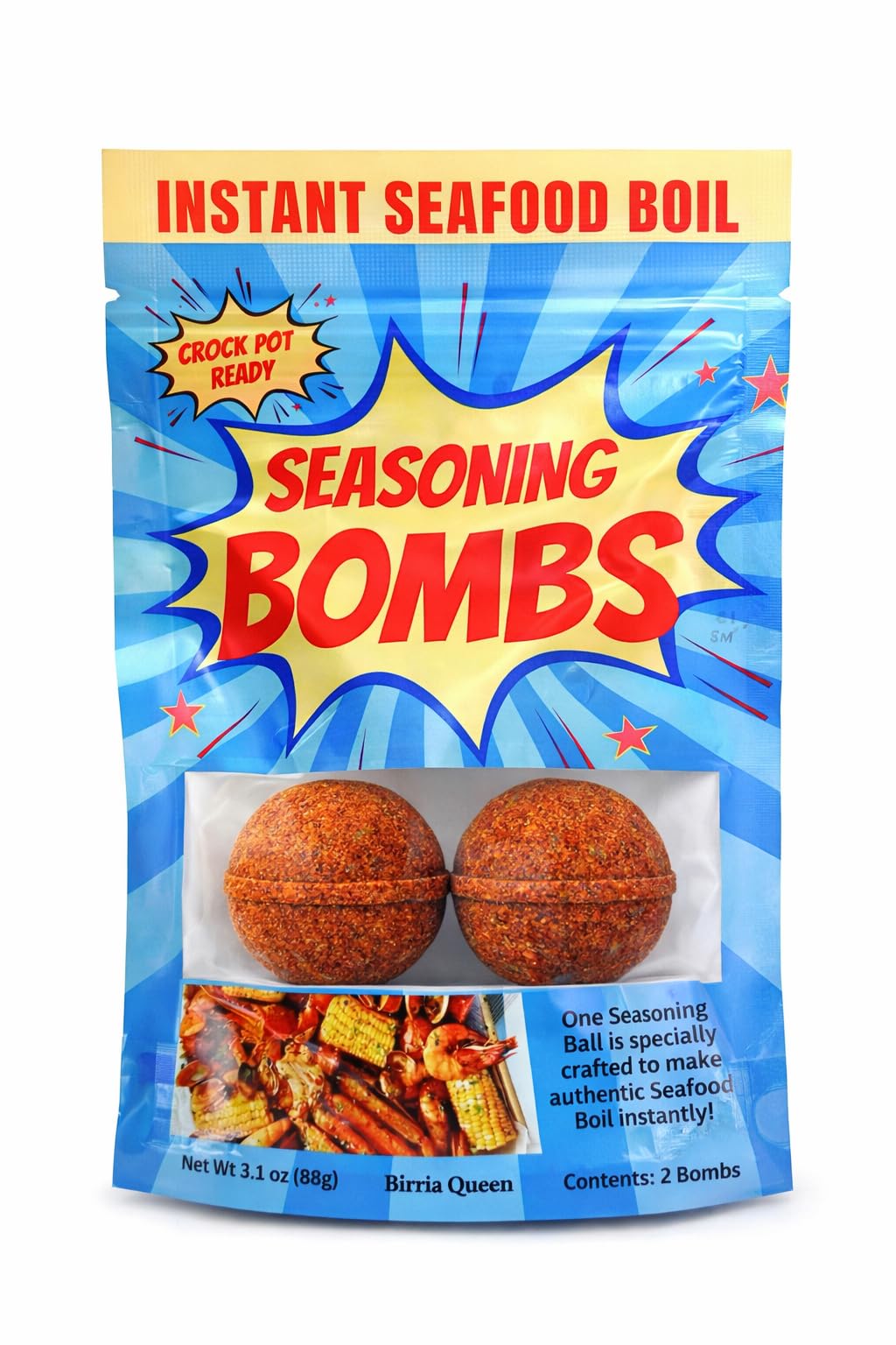 Seafood Boil Seasoning Bombs - Cajun Style Seafood Seasoning Ball, Easy Seafood Boil Mix, Crawfish Shrimp Crab Boil, Crock Pot & Stovetop Ready