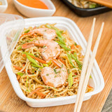 Restaurantware Asporto 16 Ounce To Go Boxes 100 Microwavable Round Soup Containers - Clear Plastic Lids Included Do Not Contain BPA White Plastic