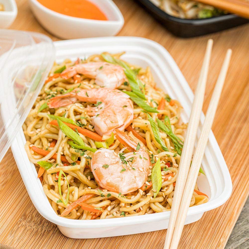 Restaurantware Asporto 16 Ounce To Go Boxes 100 Microwavable Round Soup Containers - Clear Plastic Lids Included Do Not Contain BPA White Plastic