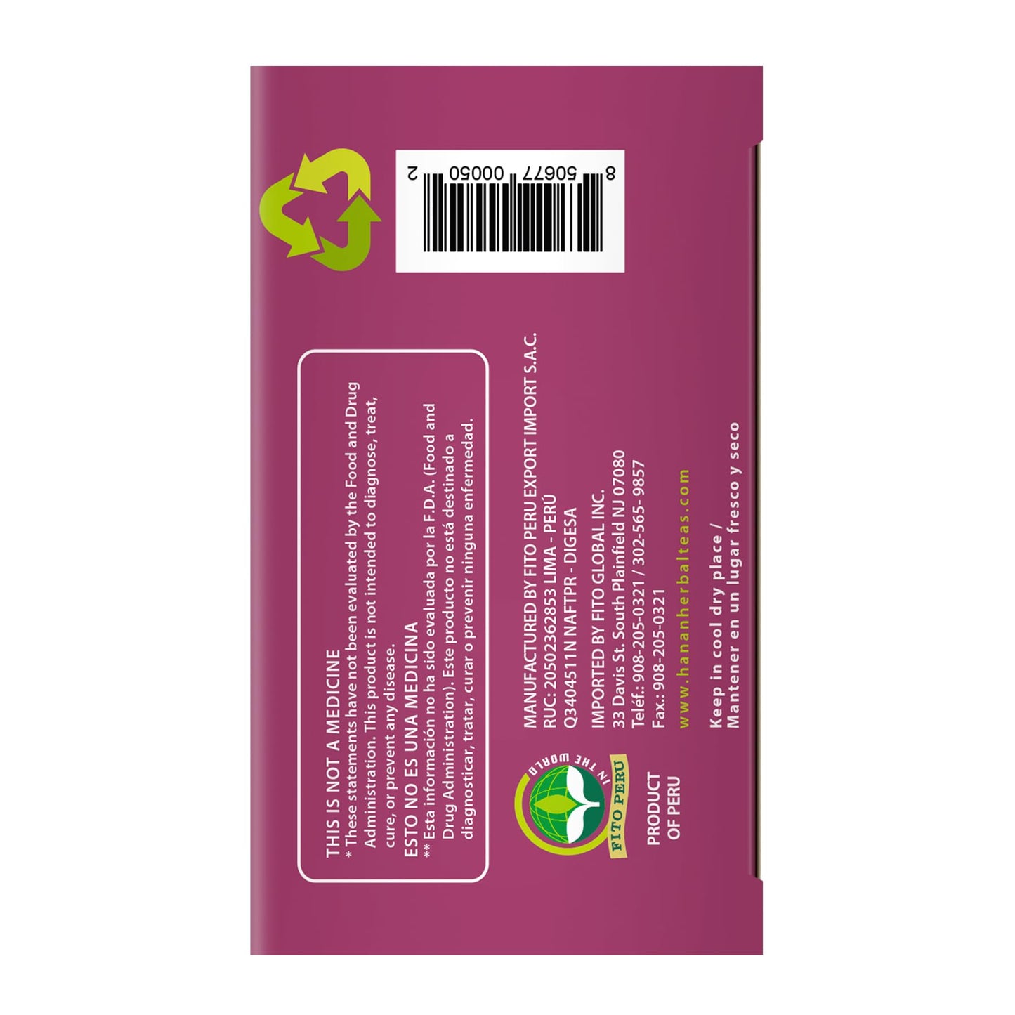 Hanan Peruvian Secrets Herbal Tea - 100% Natural Balance Tea Blend 25 Teabags Traditionally used for Supporting overall health