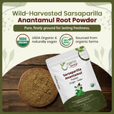 Organic Way Sarsaparilla/Anantamul Root (Hemidesmus indicus) Powder - Herbal Tea | USDA & Kosher Certified | Vegan, Non GMO & Gluten Free | Resealable