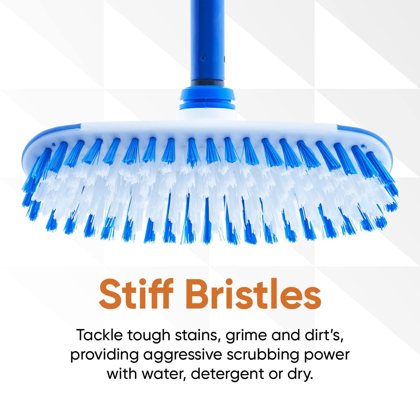Superio Deck Scrub Brush with Long Handle 48 Inches, Heavy Duty Stiff Bristles Grout Scrubber with Scraper - Cleans Hot Tub, Swimming Pool, Granite