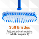 Superio Deck Scrub Brush with Long Handle 48 Inches, Heavy Duty Stiff Bristles Grout Scrubber with Scraper - Cleans Hot Tub, Swimming Pool, Granite