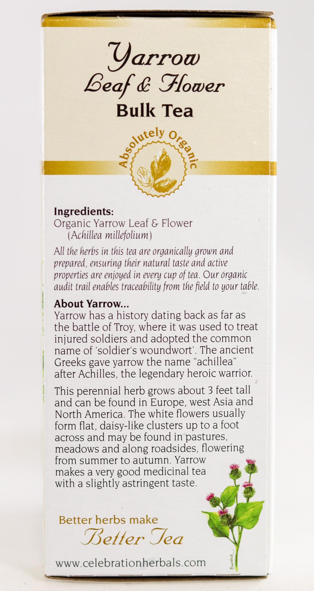 Celebration Herbals Tea Herbal Loosepack Organic Yarrow Leaf Flower - 40 g