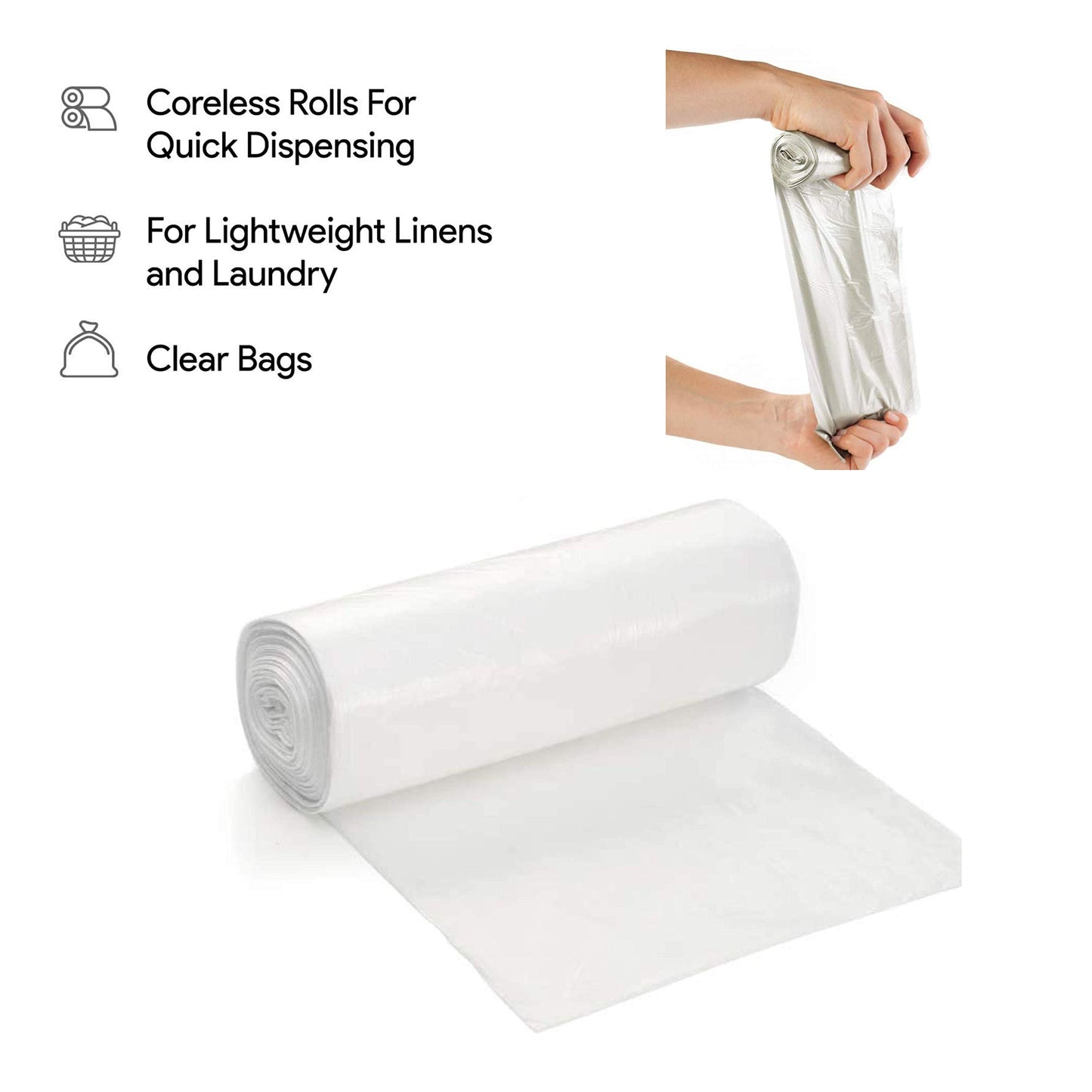 NETKO Clear Kitchen Trash Bags 7-10 Gallon Clear Plastic Garbage Bag for Kitchen, Home, Office, Bathroom - Wastebasket Bin Liners - High Density
