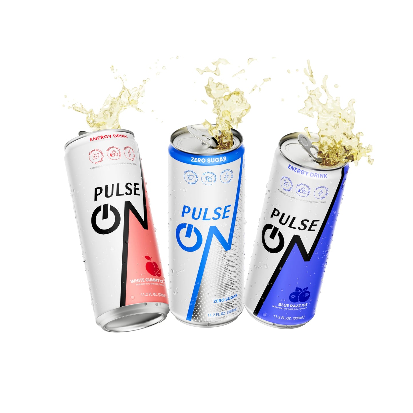 PulseOn Energy Drink- 200mg Natural Caffeine, Taurine and Vitamin B (6 Pack, Mix Flavor)
