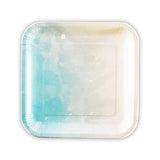 SOLAS Blue Biodegradable Compostable Eco Friendly Square Aqua Paper Plates - Pack of 20 - 9 Inch