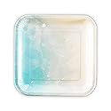SOLAS Blue Biodegradable Compostable Eco Friendly Square Aqua Paper Plates - Pack of 20 - 9 Inch