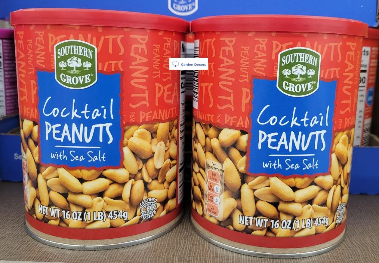 Southern Grove Cocktail Peanuts with Sea Salt 16oz 454g (Two Cans)