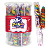 Adams & Brooks Strawberry Banana Mini Unicorn Pops, 10 oz Jar (24 ct.) - Twisty Unicorn Lollipops, Individually Wrapped Candy for Kids & Adults