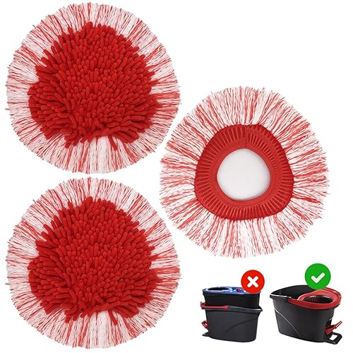 3 Pack Upgraded Deep Clean Refill Repalcement Mop Heads Compatible with O-Cedar EasyWring Spin Mop & Bucket System,Built-in Strong Friction Microfiber
