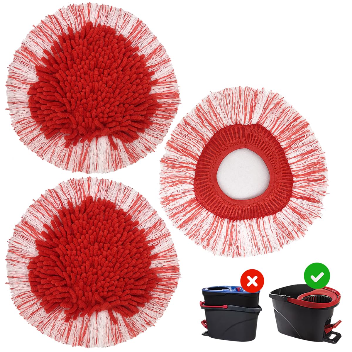 3 Pack Upgraded Deep Clean Refill Repalcement Mop Heads Compatible with O-Cedar EasyWring Spin Mop & Bucket System,Built-in Strong Friction Microfiber