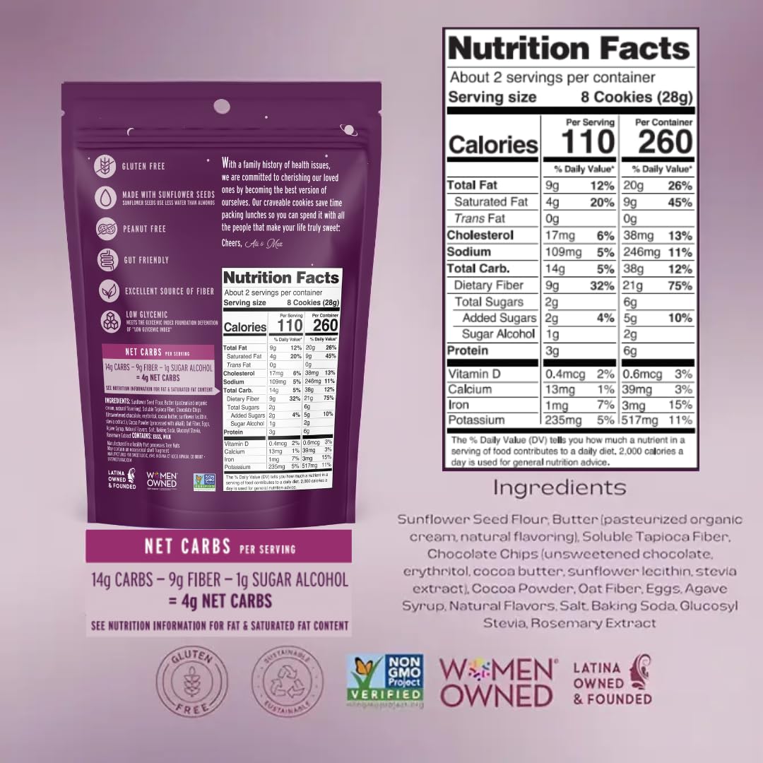 Sweet Logic Mini Cookies - Double Chocolate Brownie Cookies - Nut Free - Gluten Free Snacks - Keto - High Fiber - Non-GMO - Low Sugar - Low Carbs