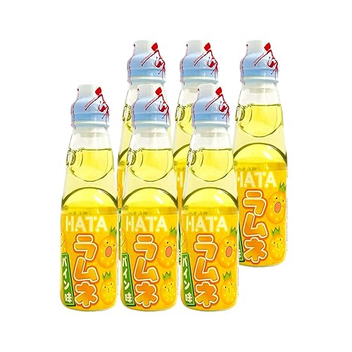 Geely Snack Box Hata Ramune Soda Soft Drink Variety Pack and Various Flavors 6.76 Fl Oz (6 Packs) (6.76 Fl Oz, Pineapple)