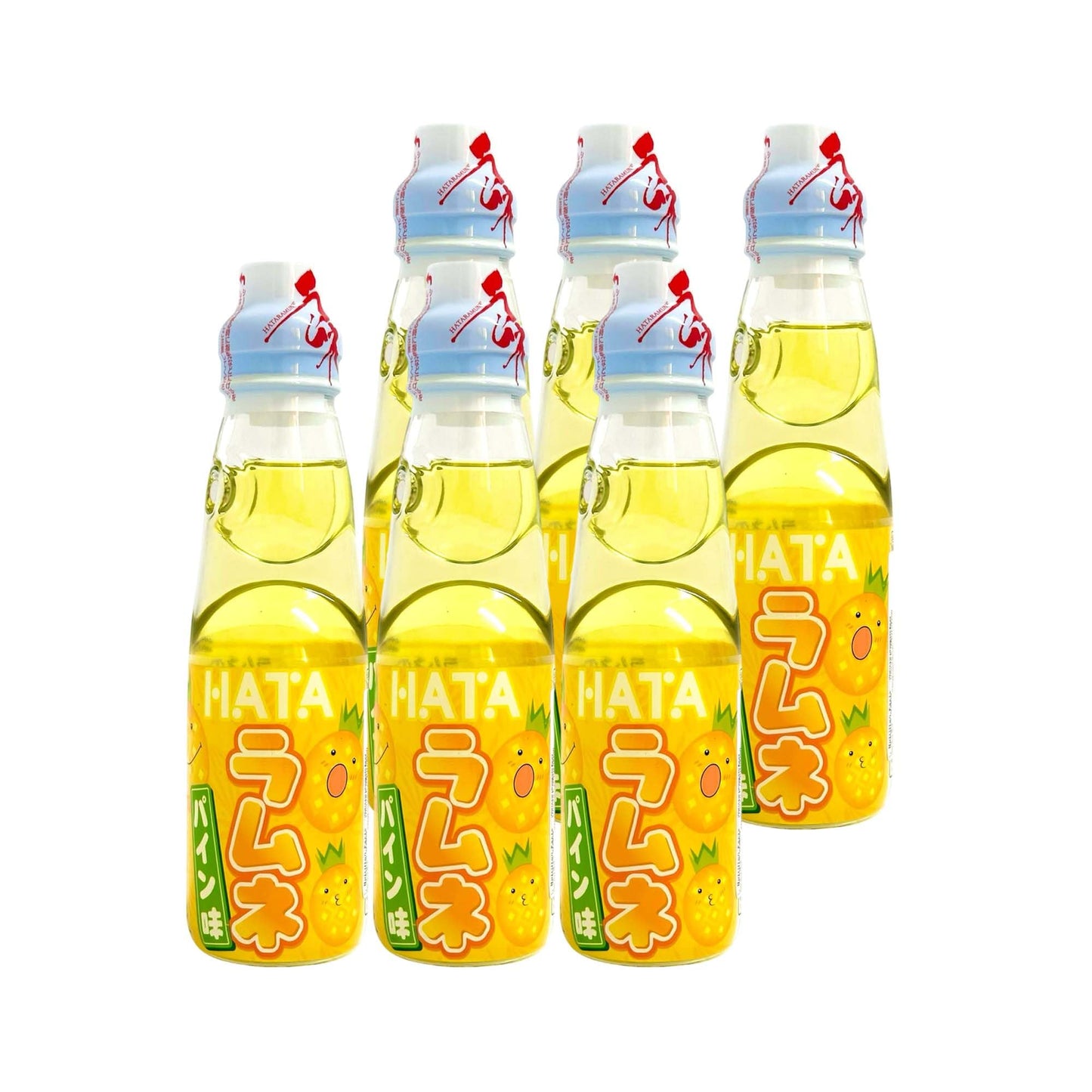Geely Snack Box Hata Ramune Soda Soft Drink Variety Pack and Various Flavors 6.76 Fl Oz (6 Packs) (6.76 Fl Oz, Pineapple)