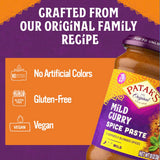 Patak’s Mild Curry Spice Paste - Mild Indian Cooking Paste with Freshly Ground Spices - Ideal for Chicken, Vegetables, and One-Pot Meals - Warm