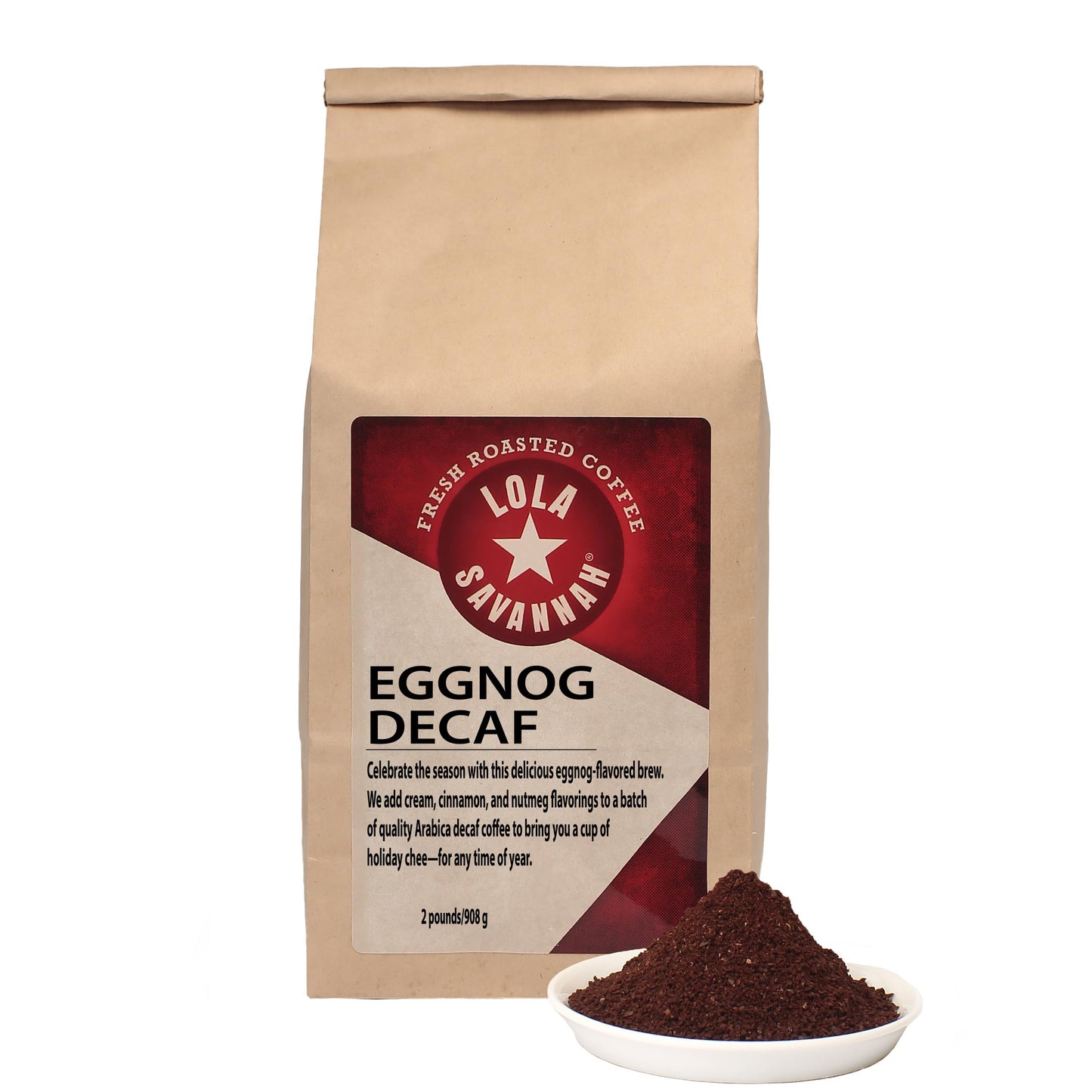 Lola Savannah Eggnog Ground Decaf Coffee, 2lb
