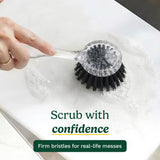 Cuisinart Dish Brush with Handle 2 Pack - Kitchen Scrub Brush for Dishes, Pots & Pans, Non-Scratch Dish Scrubber, Firm Bristles for Sink & Cookware