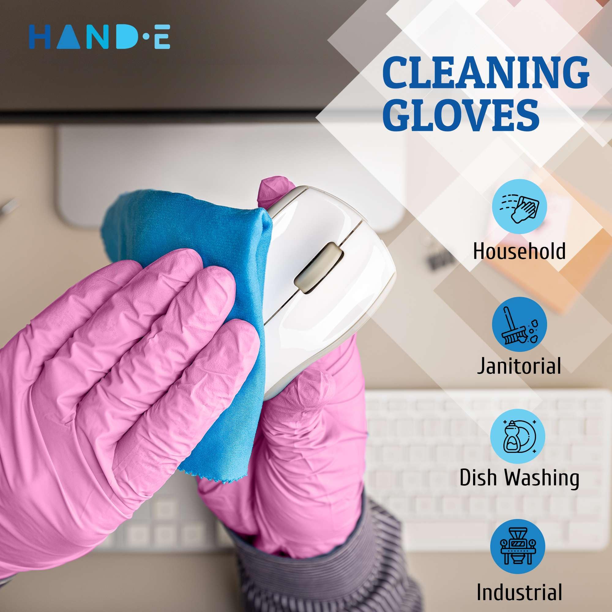 Hand-E Touch Pink Nitrile Disposable Gloves, 50 Ct, 3 Mil, Latex Free - Powder Free, Food Safe, Textured Grip for Esthetician, Nail Tech, Hair Dye