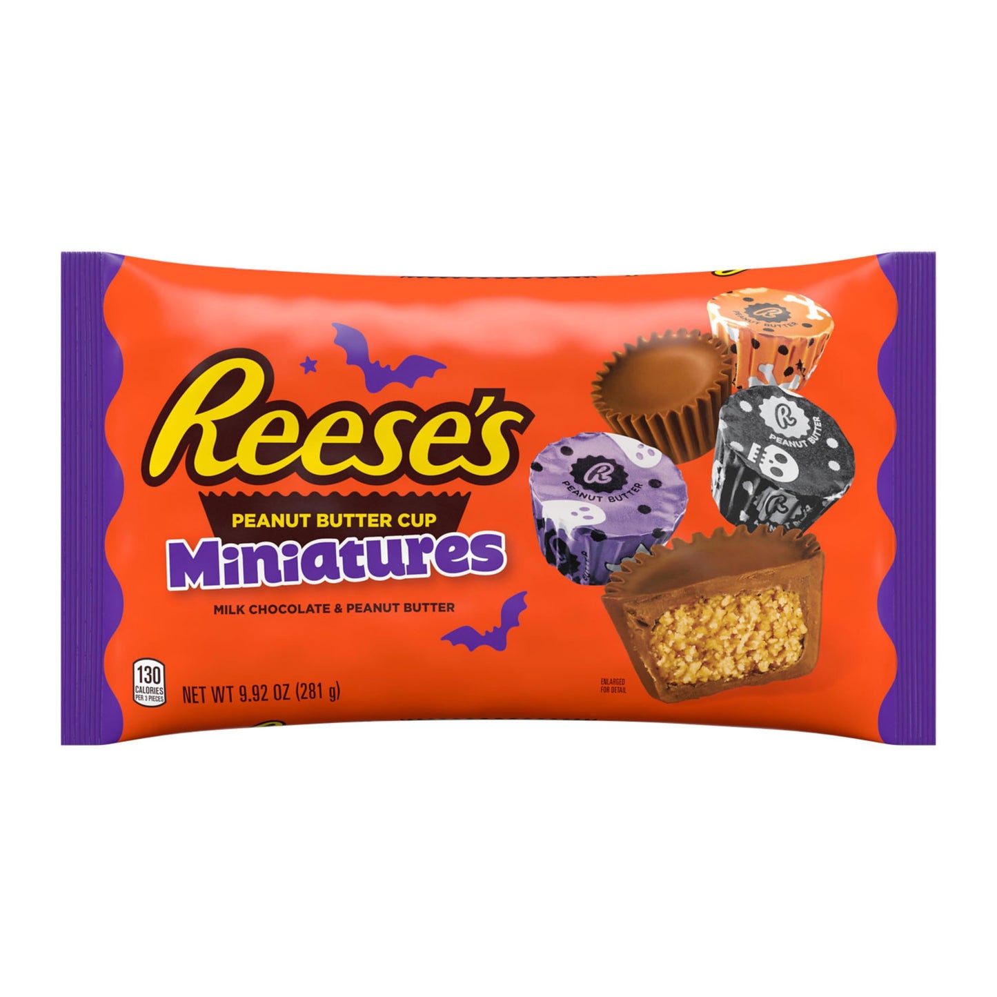 REESE'S Miniatures Milk Chocolate Peanut Butter Cups, Halloween Candy Bag, 9.92 oz