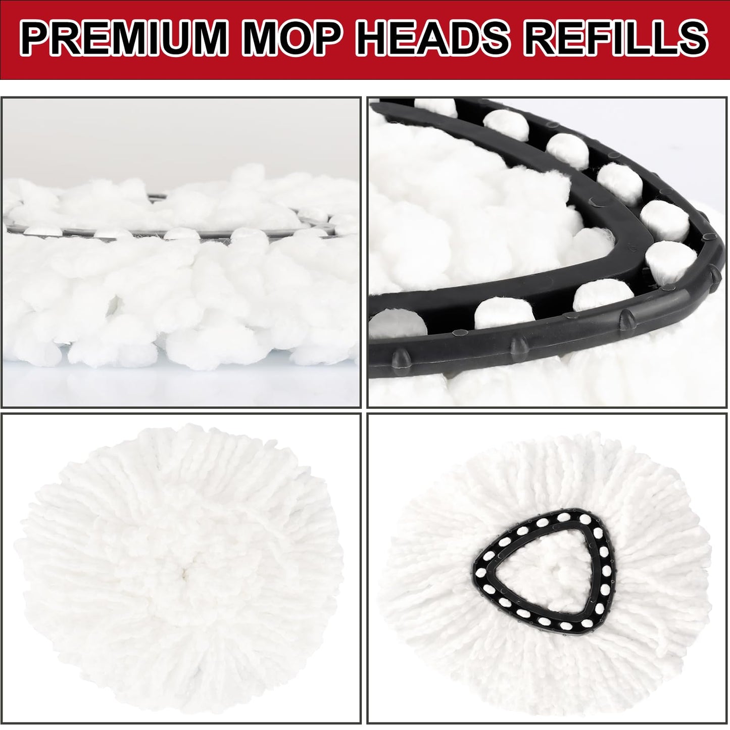 12 Pack Spin Mop Replacement Heads, 100% Microfiber Spin Mop Refill for Easy Wring Compatible with Triangle Spin Mop, 360 Degree Spinning Mop Replace