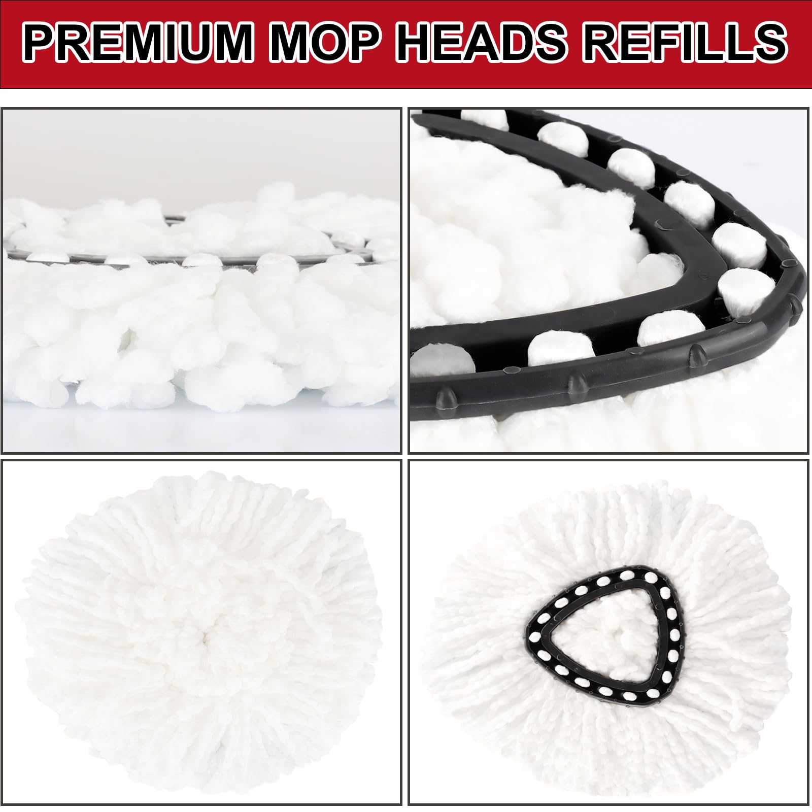 12 Pack Spin Mop Replacement Heads, 100% Microfiber Spin Mop Refill for Easy Wring Compatible with Triangle Spin Mop, 360 Degree Spinning Mop Replace