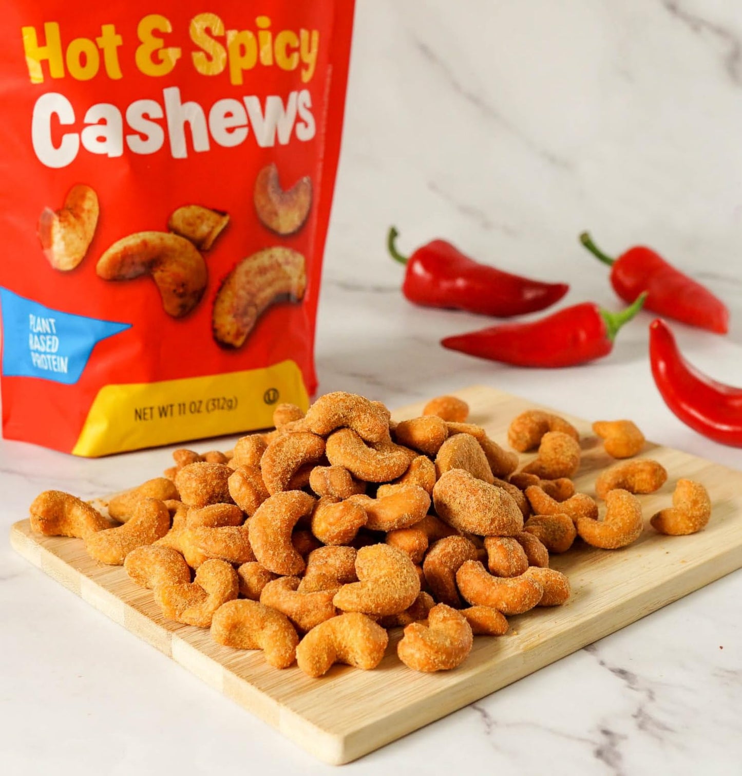 Platinum’s Hot & Spicy Cashews - Plant Based Protein, Fiber, Healthy Snack - Hot & Spicy Flavor - Nutritional Boost - Can Bring at Home, Work, Office