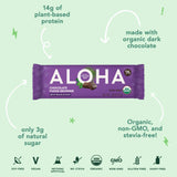 ALOHA Organic Plant Based Protein Bars 4-Pack - Chocolate Fudge Brownie - 1.98oz Bars - Vegan, Low Sugar, Gluten-Free, Paleo, Low Carb, Non-GMO