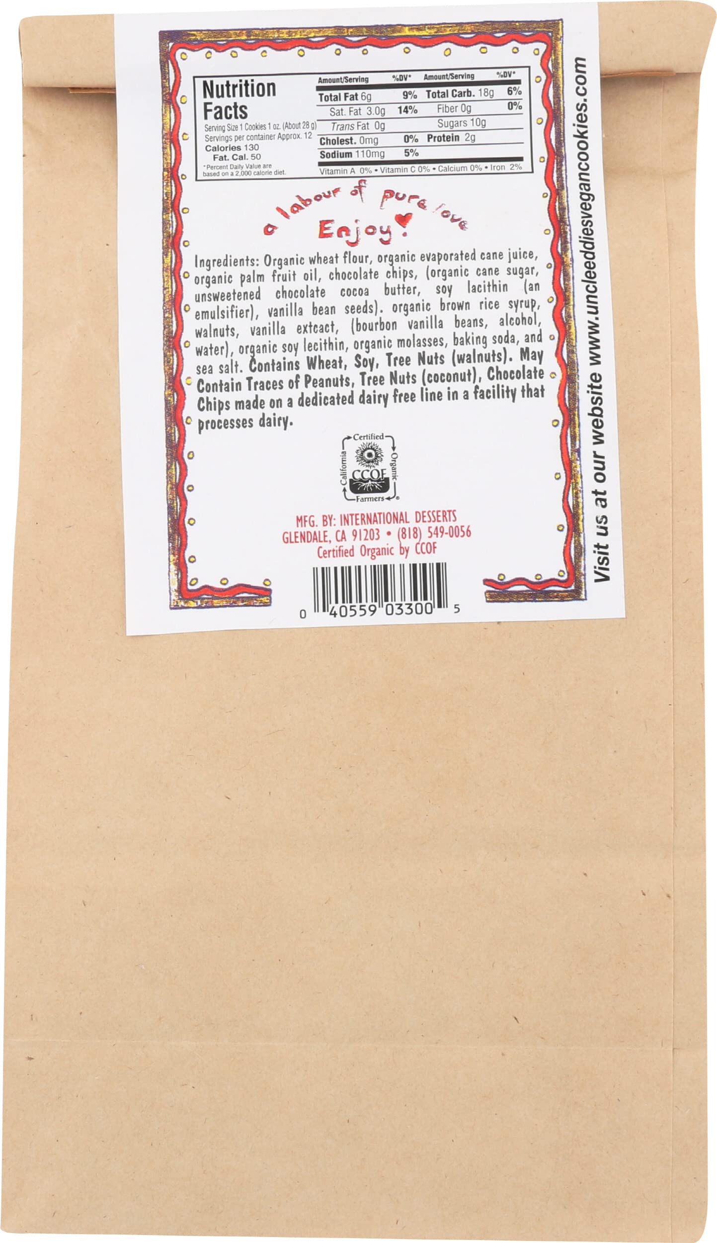 Uncle Eddie's Vegan Cookies Chocolate Chip Walnut
