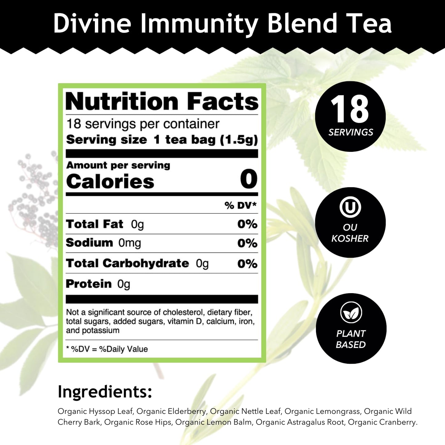 Buddha Teas - Organic Divine Immunity Blend - Herbal Tea - For Health & Wellbeing - With Antioxidants & Minerals - Clean Ingredients - Caffeine Free