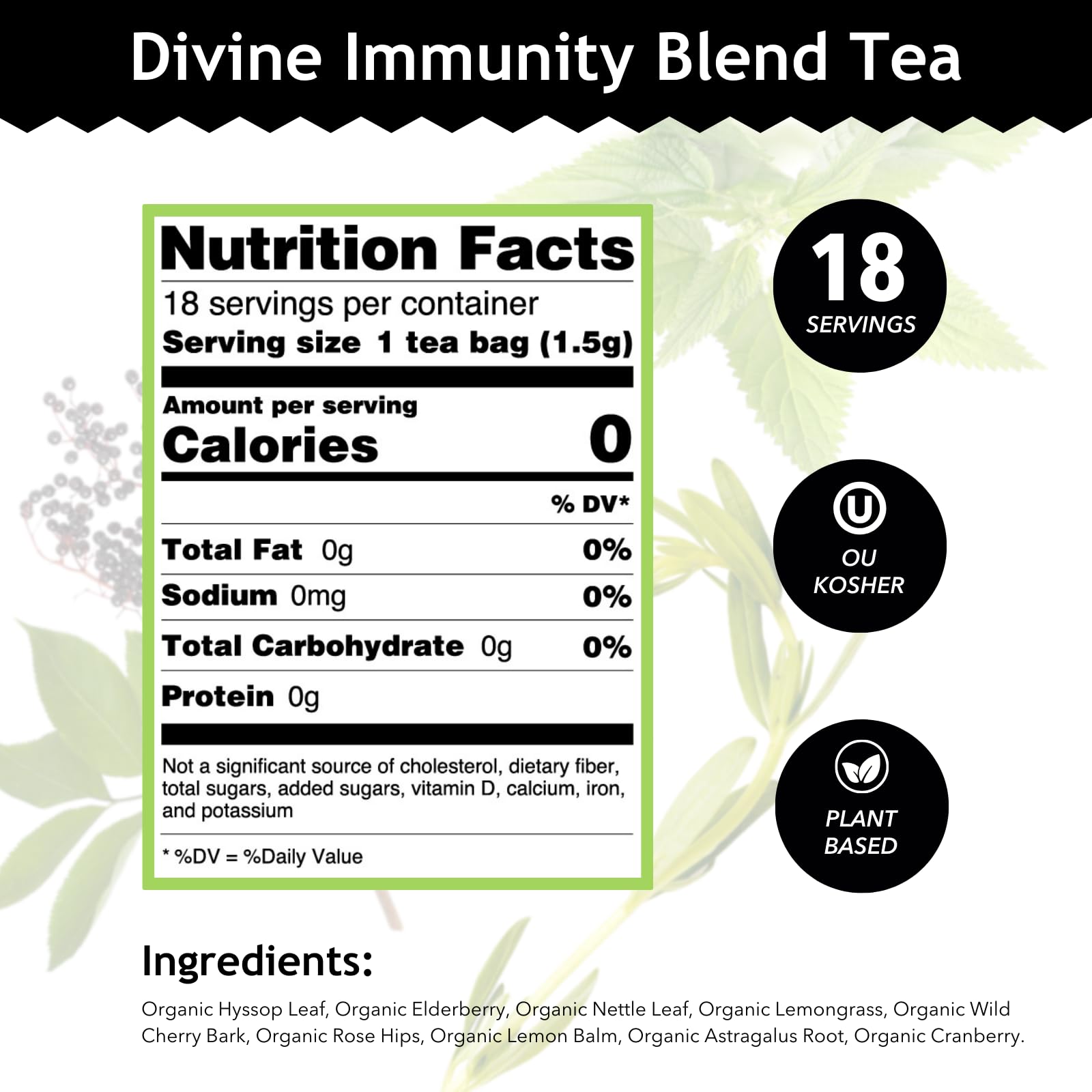 Buddha Teas - Organic Divine Immunity Blend - Herbal Tea - For Health & Wellbeing - With Antioxidants & Minerals - Clean Ingredients - Caffeine Free