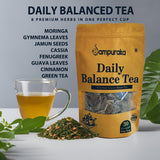 Daily Balance Tea - Natural Herbal Tea with Moringa, Gymnema, Jamun seeds, Cassia, Fenugreek, Guava leaves, Cinnamon - 30 Pyramid Tea Bags (1)