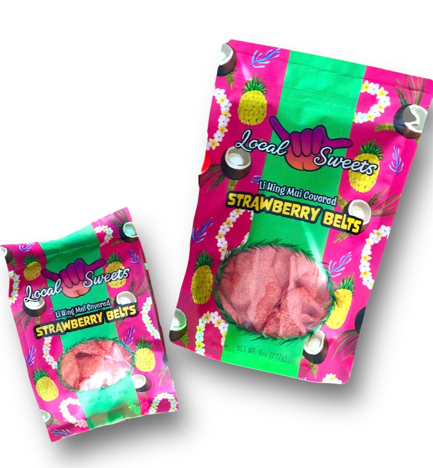 Local Sweets Li Hing Mui Sour Strawberry Belts, Hawaiian Candy (8.0, Ounces)