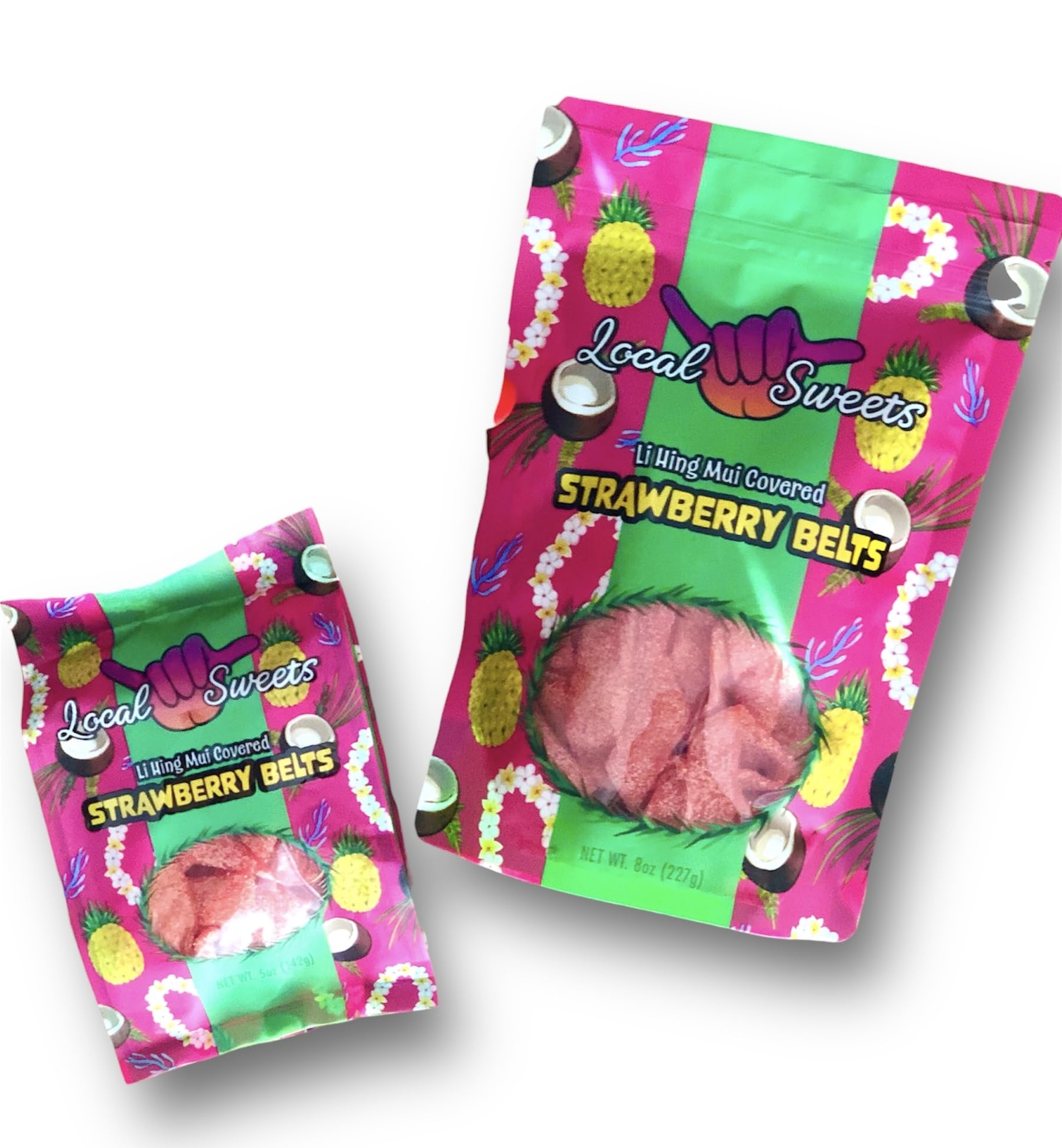 Local Sweets Li Hing Mui Sour Strawberry Belts, Hawaiian Candy (8.0, Ounces)