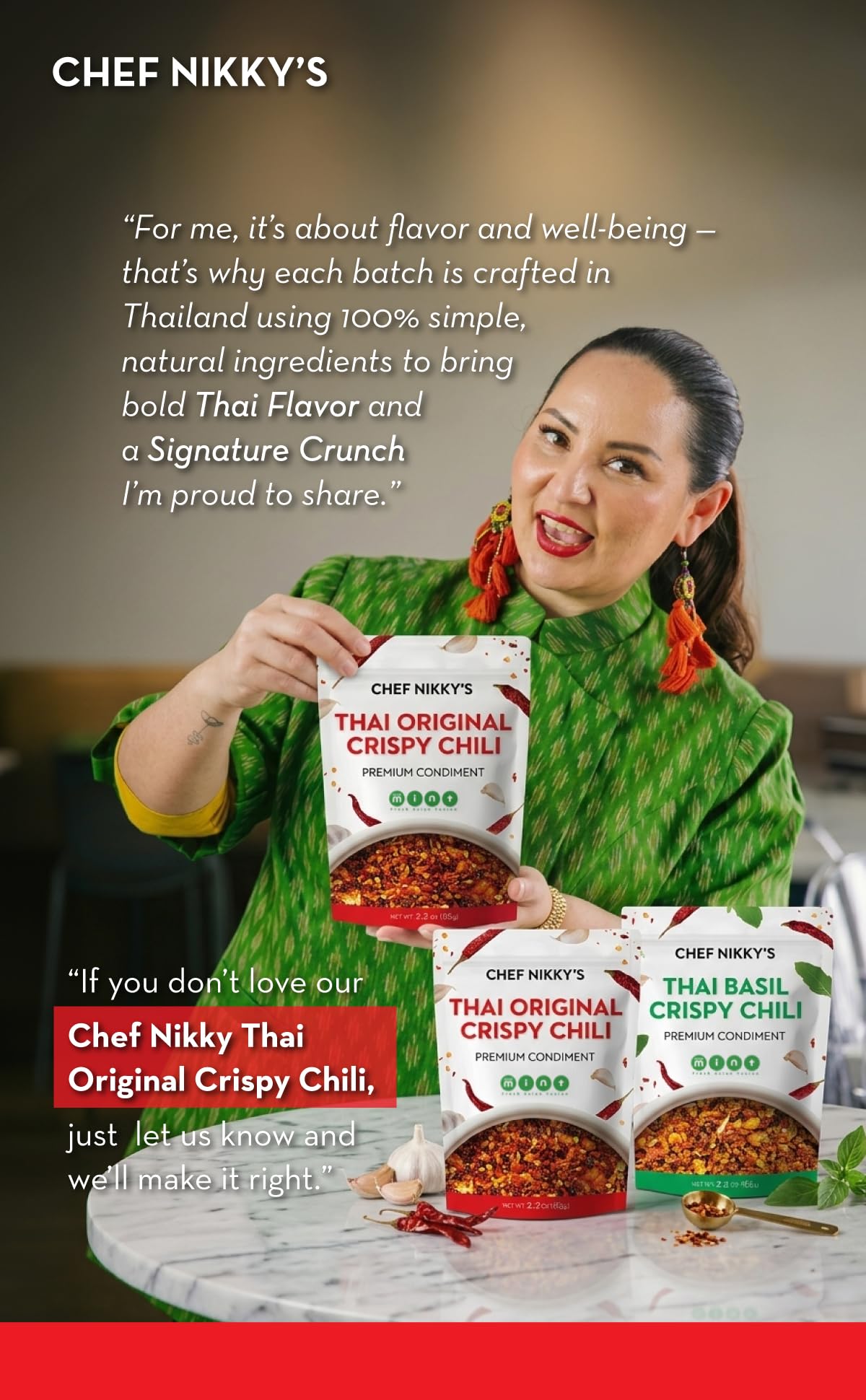 CHEF NIKKY'S THAI ORIGINAL CRISPY CHILI - Premium Thai Chili Crisp with Garlic Oil & Peppers - No MSG