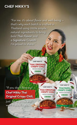 CHEF NIKKY'S THAI ORIGINAL CRISPY CHILI - Premium Thai Chili Crisp with Garlic Oil & Peppers - No MSG