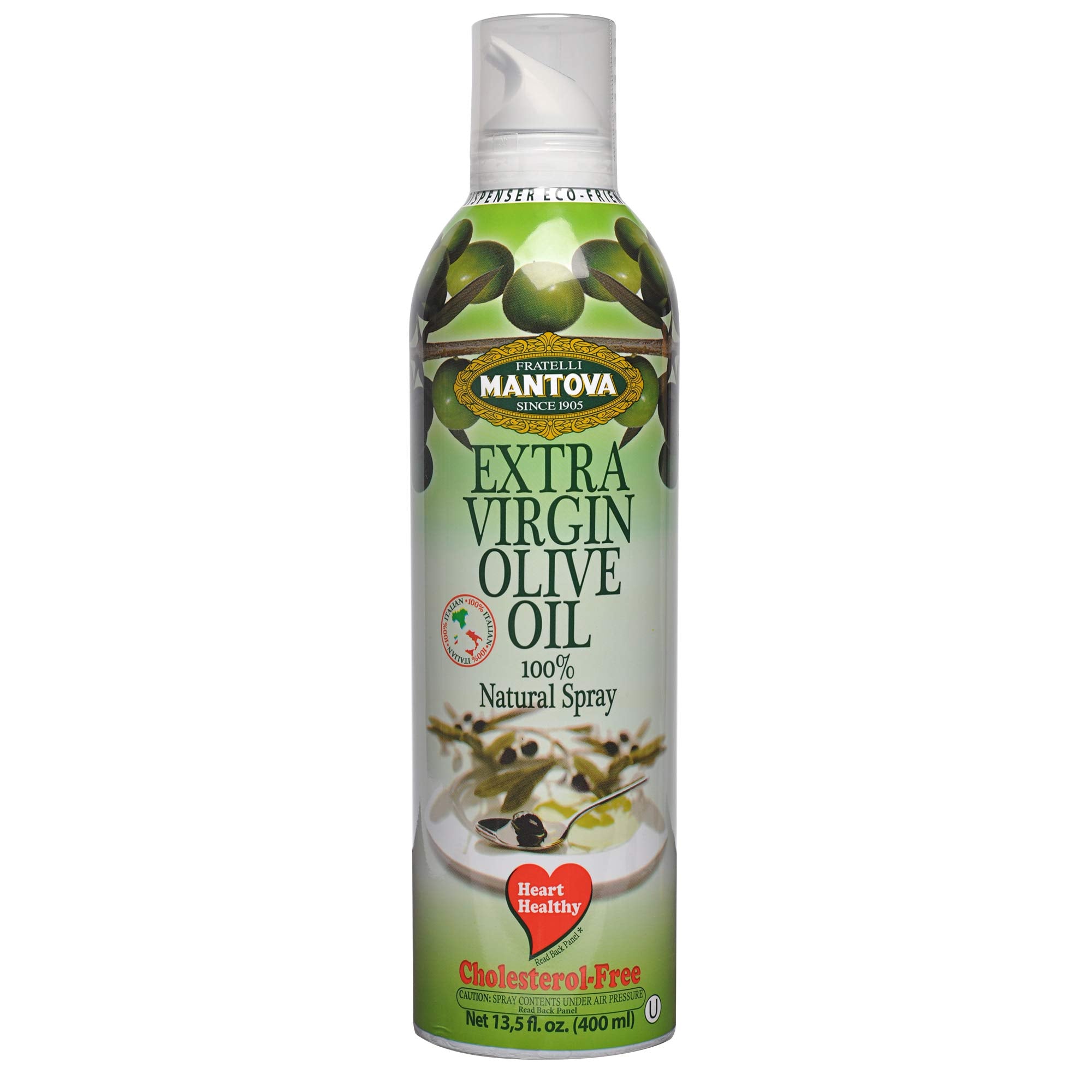 Mantova Extra Virgin Olive Oil Spray, heart-healthy cooking spray perfect for salads, pasta sauces, or grilling, 100% natural cooking oil made in Italy, our olive oil dispenser bottle lets you spray, drip, or stream with no waste, 8 oz (Pack of 1)