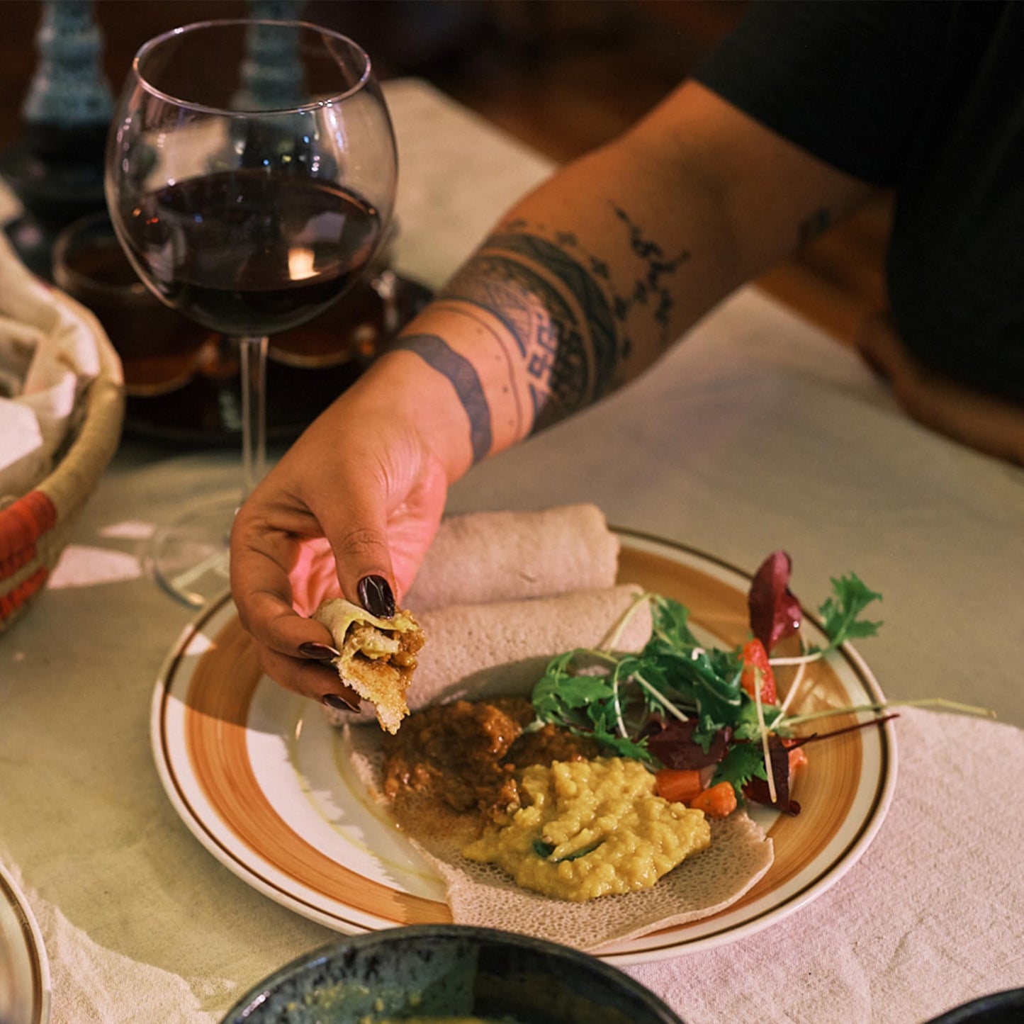 Red Fox Spices Authentic Teff Injera Flatbread - Traditional Ethiopian Fermented Bread Made with Whole Grain Teff Flour, a Naturally Grain - Authentic