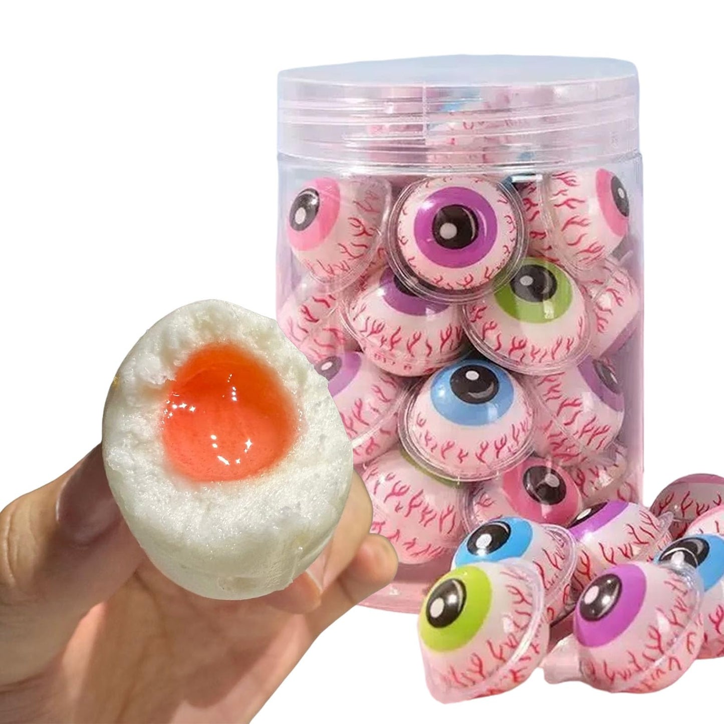 QIXINLIZYY Eye Candy -11 oz can (30 pills) - Fruit bursting filling gummies - individually packaged Halloween candy - Children's party favorite