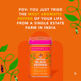 Diaspora Spice Co. Aranya Black Pepper Whole Peppercorns - Single-Origin Fresh Harvest Pepper from India, High Aroma, Bold Flavor for Cooking