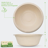 Ecovita 100% Compostable Paper Bowls [16 oz.] - 150 Disposable Bowls Eco Friendly Sturdy Tree Free Liquid and Heat Resistant Alternative to Plastic or