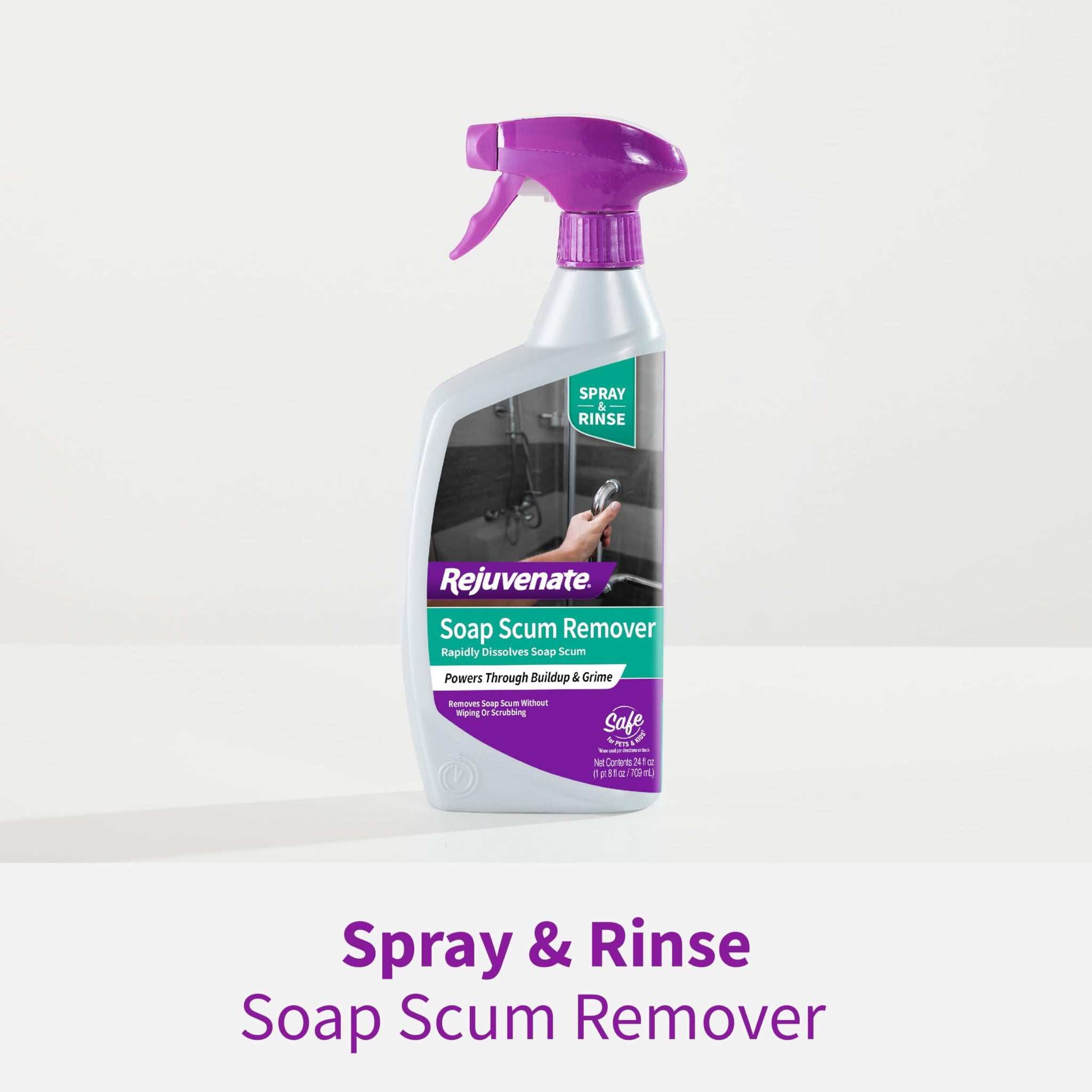 Rejuvenate Soap Scum Remover, 24 Ounces, Easily Dissolves Soap Scum Without Scrubbing