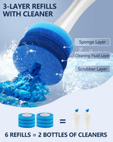 Leebein Electric Toilet Brush and Holder Set, Electric Toilet Bowl Scrubber Kit with 8 Replaceable Brush Heads, Disposable Toilet Brush with 6 Wand