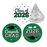 DISTINCTIVS Class of 2026 Graduation Candy Stickers for Chocolate Drops, Green Grad Party Favors - 216 Count