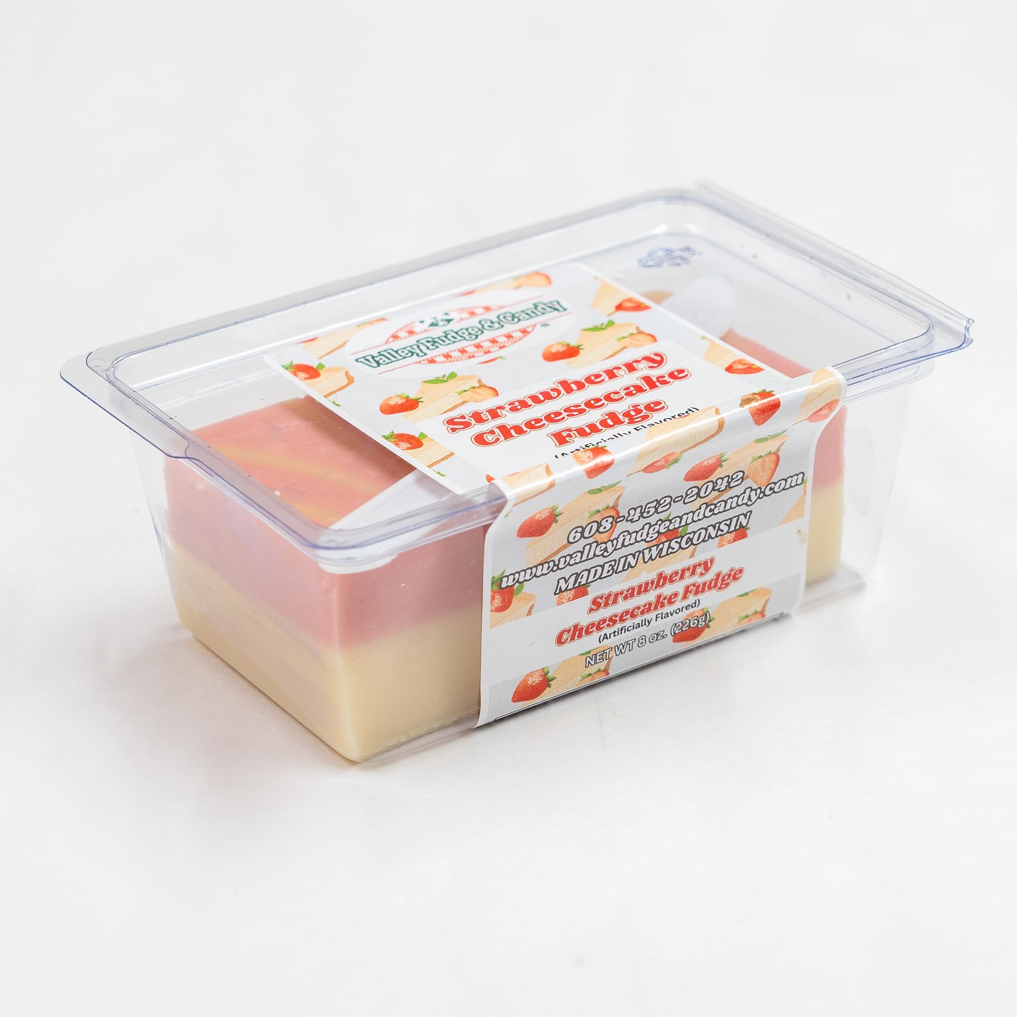 Valley Fudge, Strawberry Cheesecake, Fresh Artisan Fudge, Real Butter, Gourmet Candy, Half Pound Package