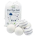 Organic Wool Dryer Balls Laundry Reusable (Set of 6) XL - 100% Pure New Zealand Wool - Natural Anti Static Fabric Softener Balls