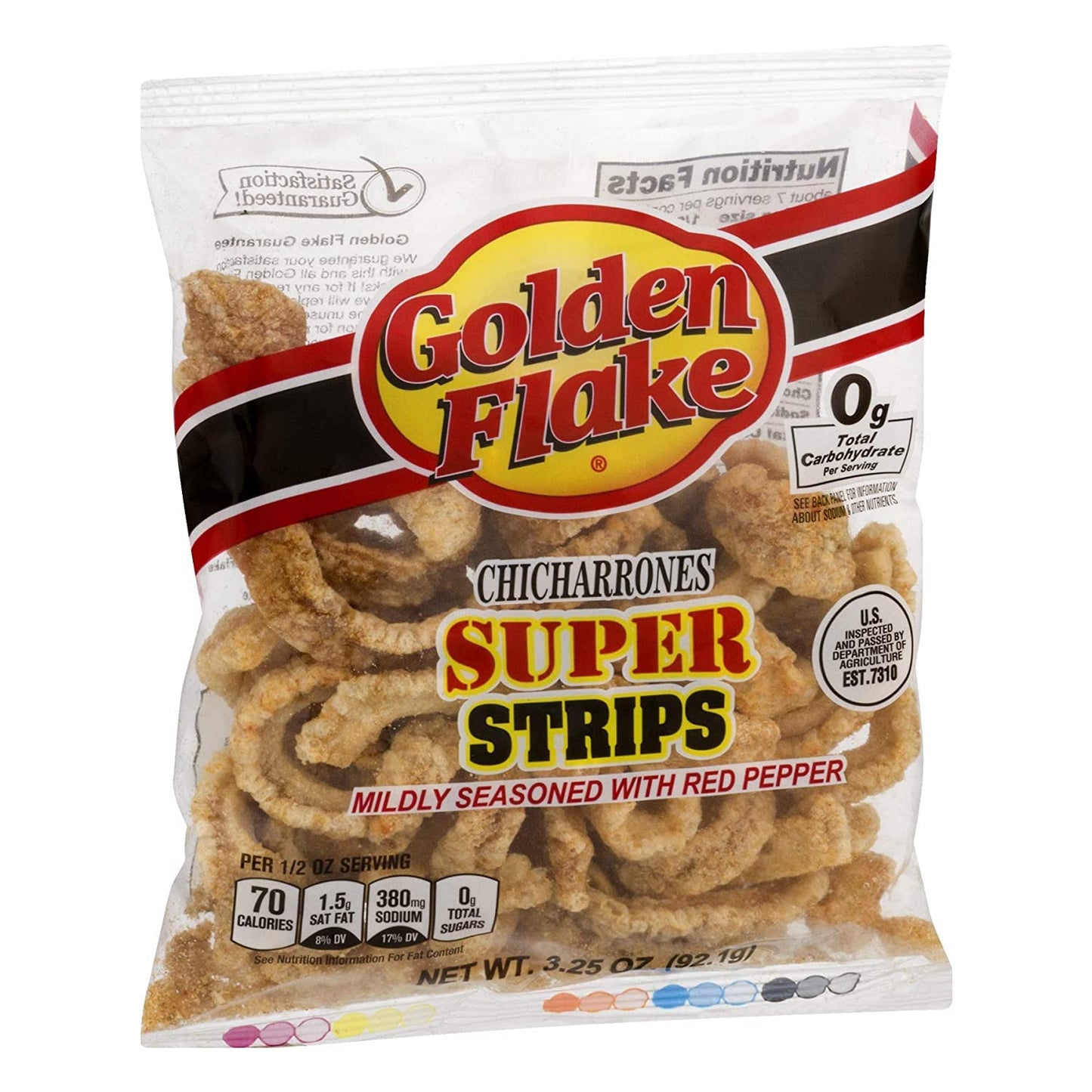 Golden Flake Super Cracklin Strip w/Red Pepper Seasoning 3 oz (Pack of 4)